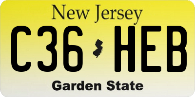 NJ license plate C36HEB