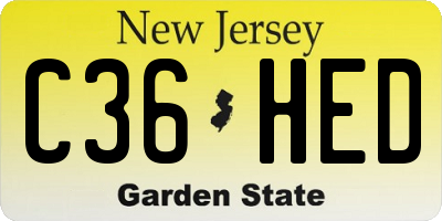NJ license plate C36HED