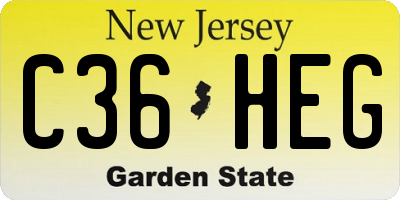 NJ license plate C36HEG