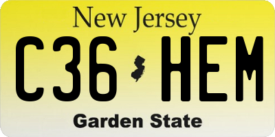 NJ license plate C36HEM