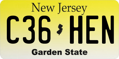 NJ license plate C36HEN