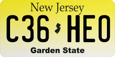 NJ license plate C36HEO