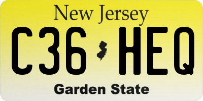 NJ license plate C36HEQ