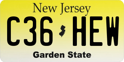 NJ license plate C36HEW