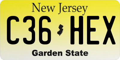 NJ license plate C36HEX