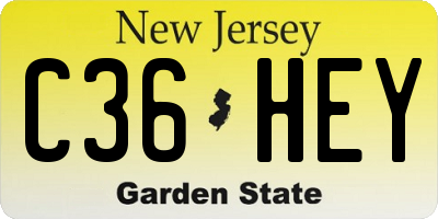 NJ license plate C36HEY