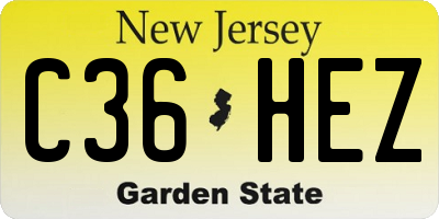 NJ license plate C36HEZ