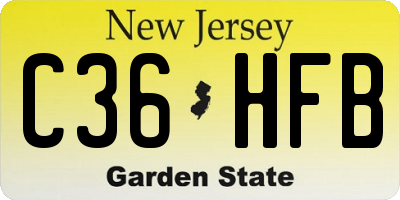 NJ license plate C36HFB