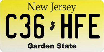NJ license plate C36HFE