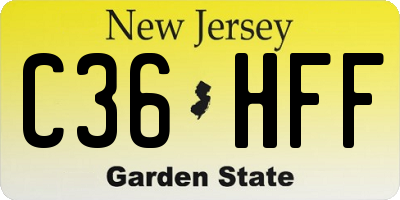 NJ license plate C36HFF