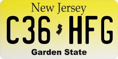 NJ license plate C36HFG
