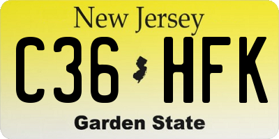 NJ license plate C36HFK