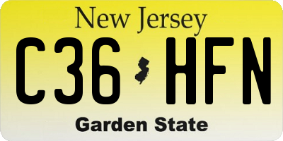 NJ license plate C36HFN