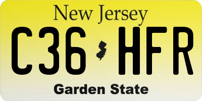 NJ license plate C36HFR