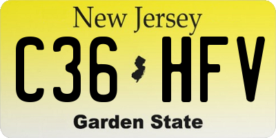 NJ license plate C36HFV