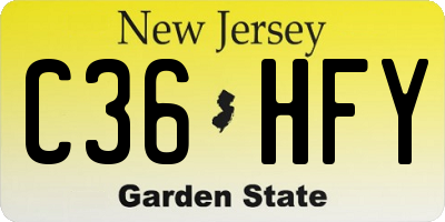 NJ license plate C36HFY