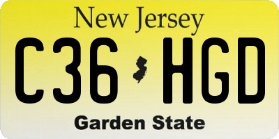 NJ license plate C36HGD