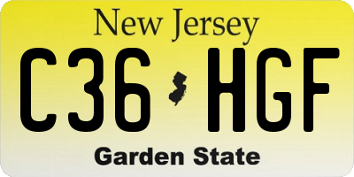 NJ license plate C36HGF