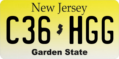 NJ license plate C36HGG