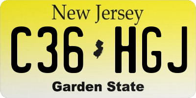 NJ license plate C36HGJ