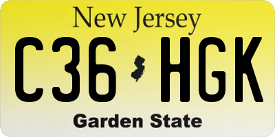 NJ license plate C36HGK