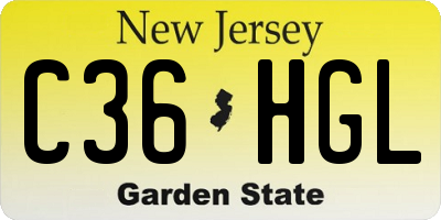 NJ license plate C36HGL