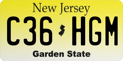 NJ license plate C36HGM