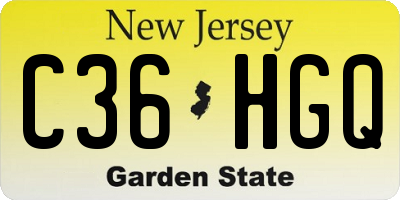 NJ license plate C36HGQ