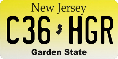 NJ license plate C36HGR