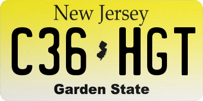 NJ license plate C36HGT
