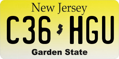 NJ license plate C36HGU