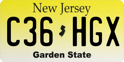 NJ license plate C36HGX