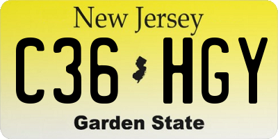 NJ license plate C36HGY