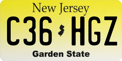 NJ license plate C36HGZ