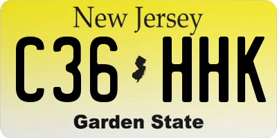 NJ license plate C36HHK