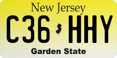 NJ license plate C36HHY