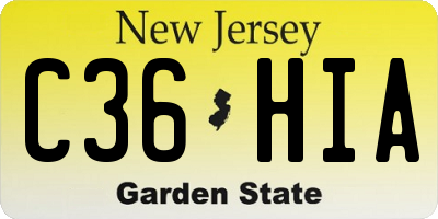 NJ license plate C36HIA