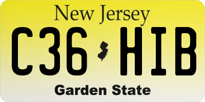 NJ license plate C36HIB