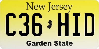 NJ license plate C36HID
