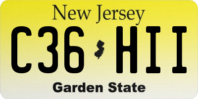 NJ license plate C36HII