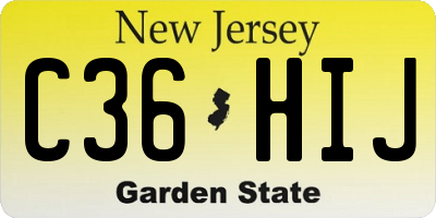 NJ license plate C36HIJ