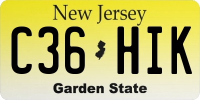 NJ license plate C36HIK
