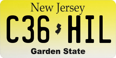 NJ license plate C36HIL