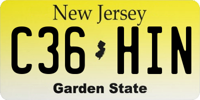 NJ license plate C36HIN