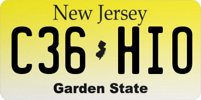 NJ license plate C36HIO