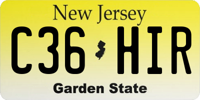 NJ license plate C36HIR