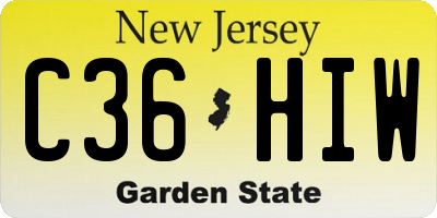 NJ license plate C36HIW
