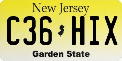 NJ license plate C36HIX