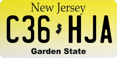 NJ license plate C36HJA