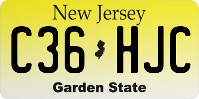 NJ license plate C36HJC